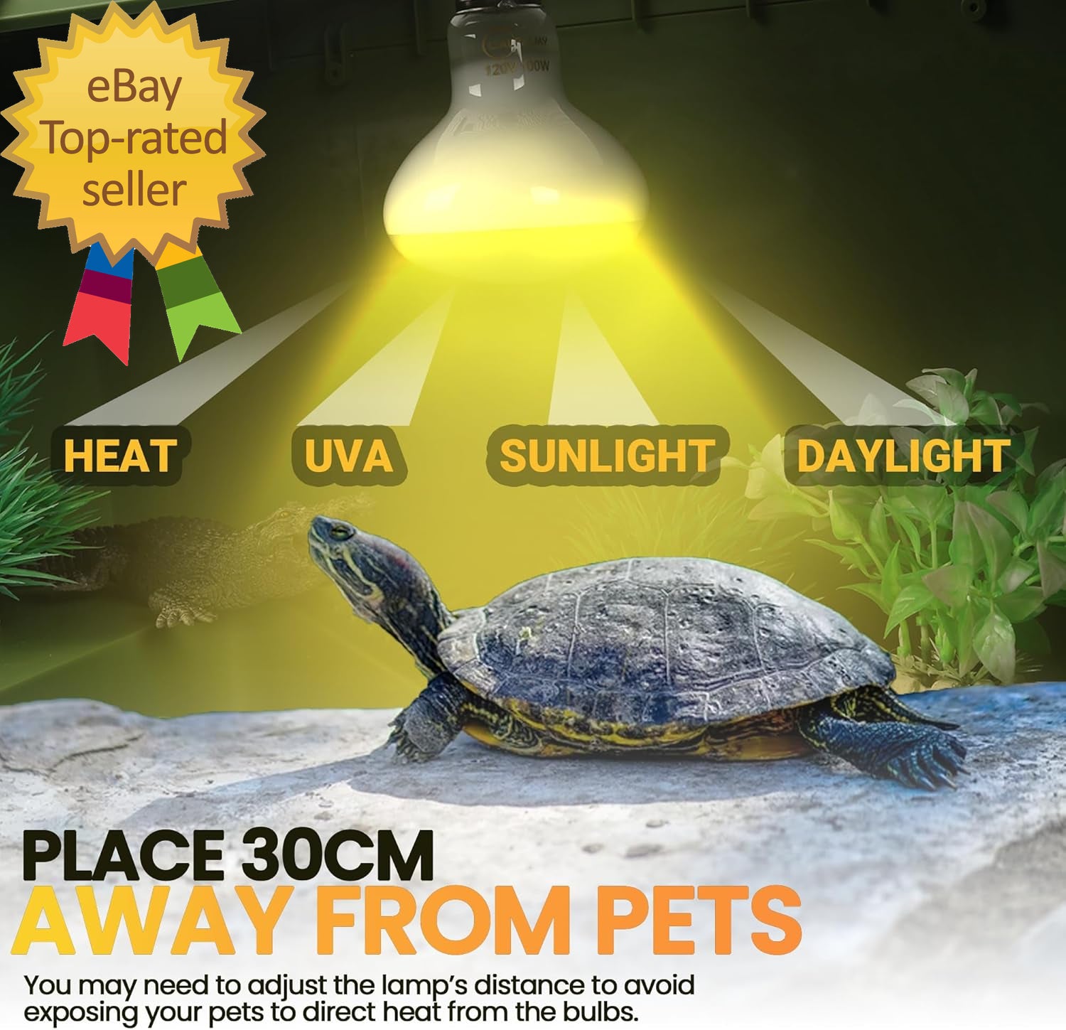 4-Pack 100W Reptile Heat Lamp Bulbs UVA Daylight Basking Light Bulbs Reptiles