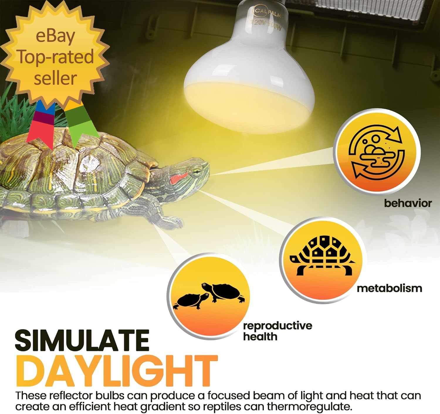 4-Pack 100W Reptile Heat Lamp Bulbs UVA Daylight Basking Light Bulbs Reptiles