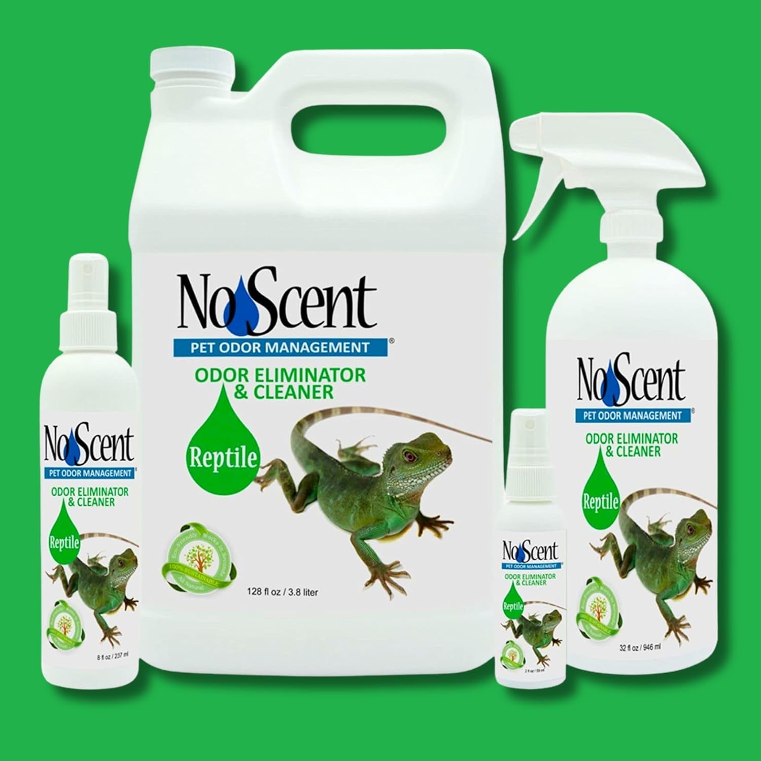 No Scent Reptile Tank Cleaner Spray & Pet Odor Management for Bearded Dragon, Turtle, Lizard Terrarium Freshener (8 Fl Oz / 237 Ml)