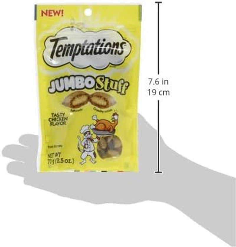 Jumbo Stuff Crunchy and Soft Cat Treats, Tasty Chicken Flavor, 2.5 Oz. Pouch (Pack of 12)