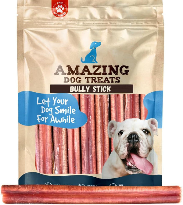- 6 Inch Medium Size Bully Sticks (25 Count) - Bulk Bully Sticks for Dogs - No Hide Bully Stick Dog Bones
