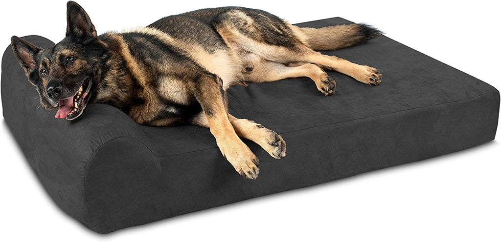 Barker Beds Orthopedic Dog Bed - 7" Pillow Top XL Size (52 X 36 X 11) - Luxury Washable Large Dog Bed with Headrest - Memory Foam Mattress for Big Dogs (Charcoal)