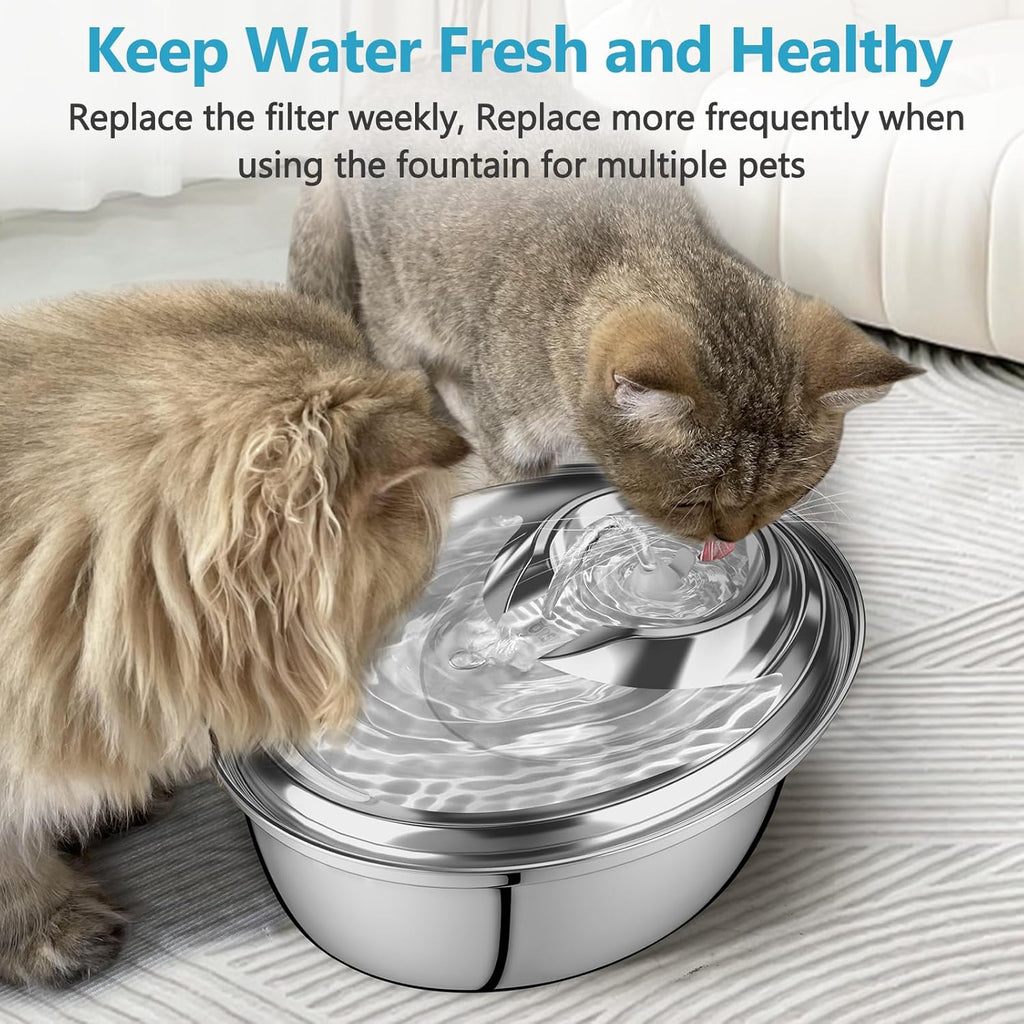 Cat Water Fountain Filter, 6 Pack Replacement Filters for 67Oz/2L Automatic Pet Fountain - 3 Triple Filtration System
